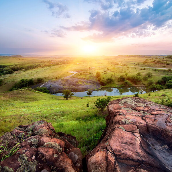 природа поле и озеро