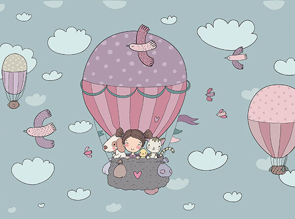 веселая компания на воздушном шаре