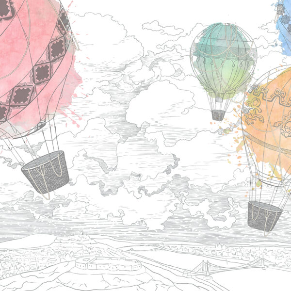 воздушные шары в облаках