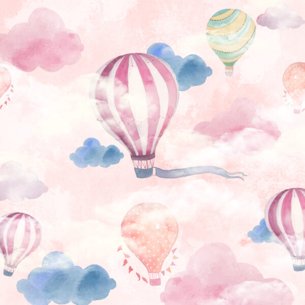 воздушные шары в розовых облаках