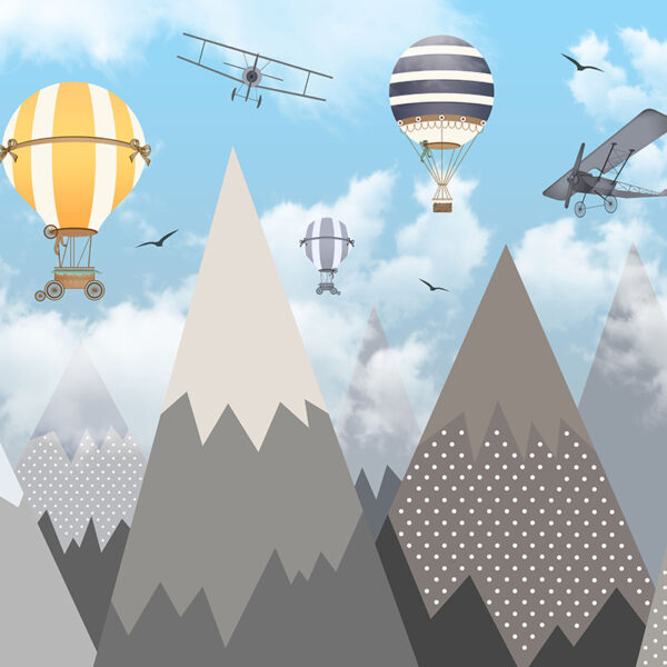 горы, воздушные шары и самолеты