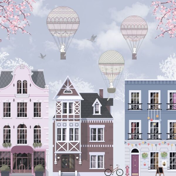 город и воздушные шары