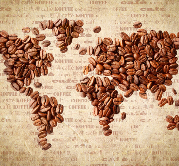 Карта из зерен кофе