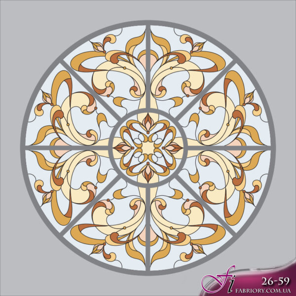 Круглый витраж с цветами