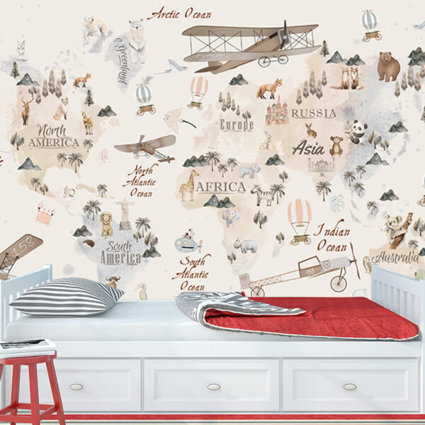 карта мира с животными