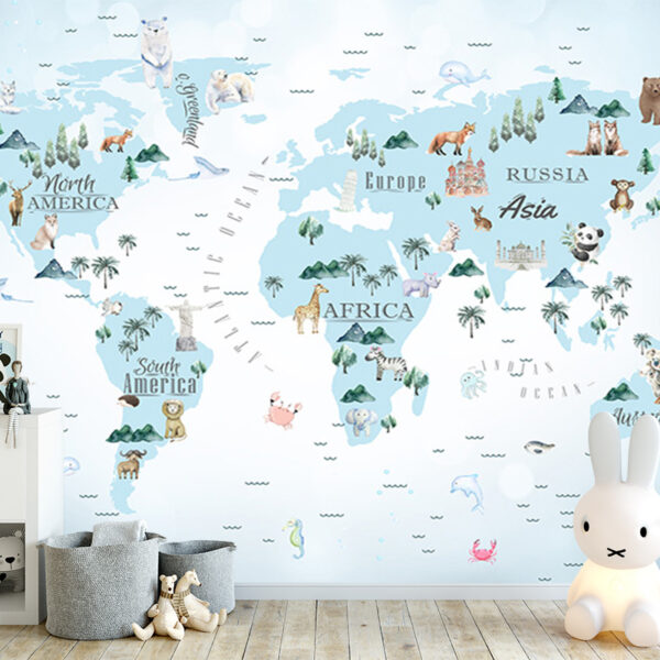 детская карта мира с животными