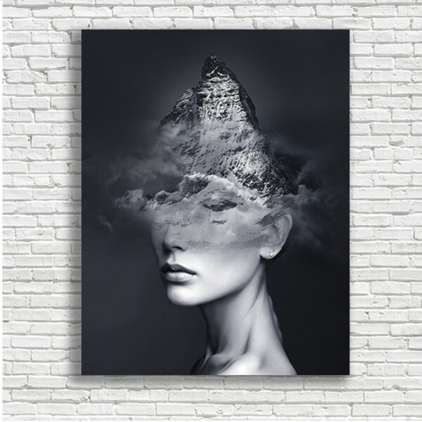 Модульная картина экспозиция девушка и гора