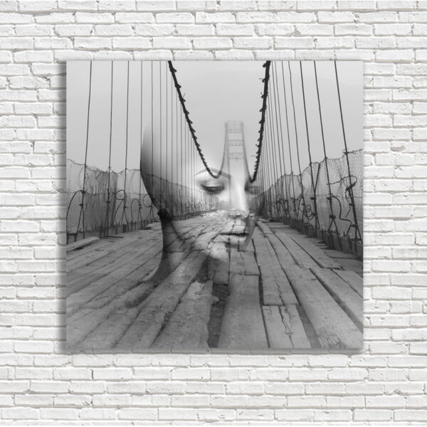 Модульная картина экспозиция девушка на мосту